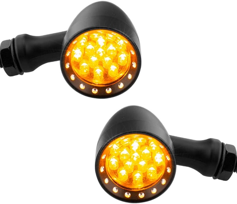 TSUNG Bullet LED Turn Signal Light Motorcycle Front Rear Indicator Small Blinker Universal for Cruiser Chopper Bobber Cafe Racer Street Bike (B-Black-Amber) - Image 5